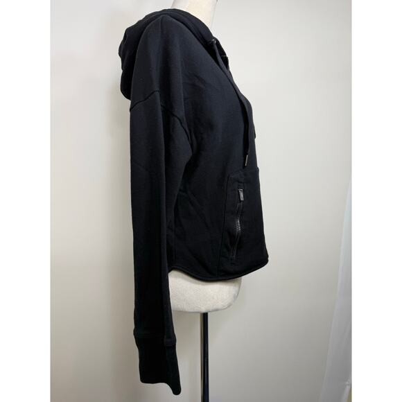 Black Cropped Hoodie NWOT Calvin Klein Performance Women Size Medium Preppy - Picture 3 of 9